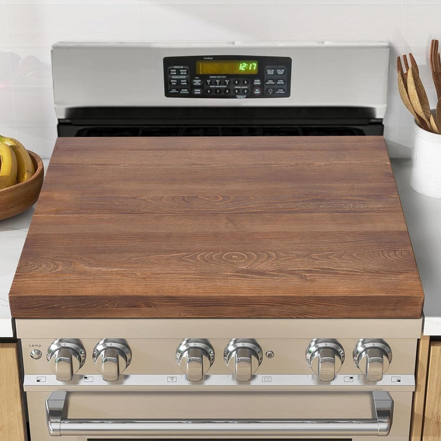 Miumaeov Stove Top Cover, Noodle Board with Built-in Handles, Durable Extra Thick Pine Wood Cookware for Gas Burners & Electric Stoves