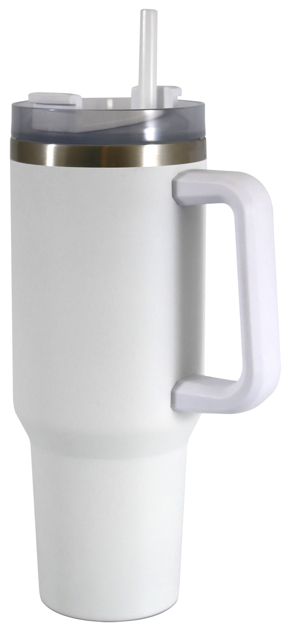 (2 pack) Mainstays 40 oz Stainless Steel Tumbler with Straw and Handle, Double Wall Insulated, White