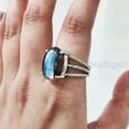 thumbnail image 6 of Natural Labradorite Ring, Woman's Blue Fire Labradorite Ring, 3 Twisted Bohemian Band, 925 Sterling Silver, Womens Ring, Christmas, Thanksgiving, Handmade, Statement Jewelry, Natural Gemstone Ring, 6 of 7