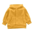 thumbnail image 5 of Girls Button Down Hooded Jacket, Long Sleeve Oversized Hoodie Coat with Pocket, Solid Color Soft Warm Outerwear Yellow 2-3 Years, 5 of 9