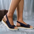 thumbnail image 2 of Dakaela Women's Espadrille Sandals Low Wedge Platform Open Toe Slingback Canvas Dress Slip on Summer Shoes with Ankle Strap Blue 6, 2 of 9
