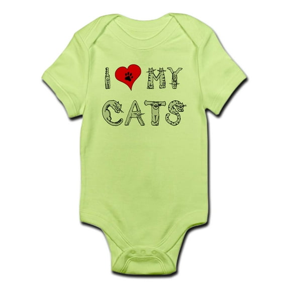 CafePress - I Love My Cats / Heart Infant Bodysuit - Baby Light Bodysuit