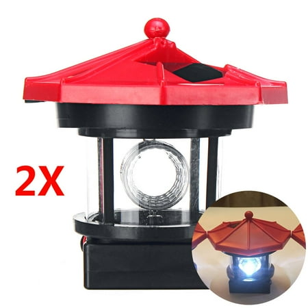 Solar Light Ornaments 1/2Pcs Garden Solar Powered Lighthouse Waterproof with 360° Rotatable Lampshade Solar Power LED Light Lamp House Outdoor Ornament Decor ()