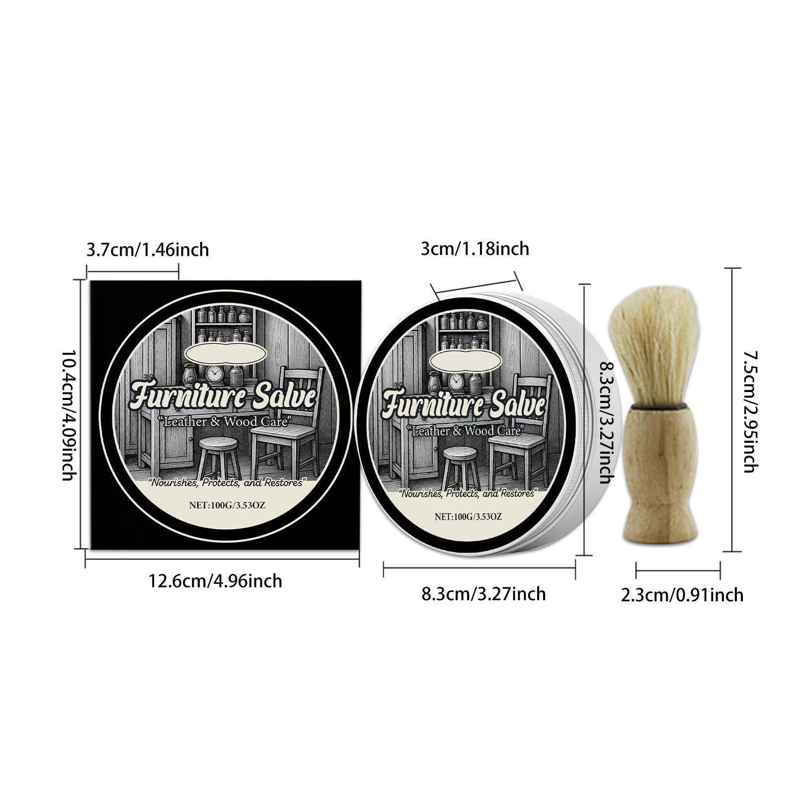 Yunuuuoa 3 Packs Leather and Wood Repair Ointment, Furniture Salve for Sofa Chair Table Cabinet, Restores Moisturizes Protects, Natural Beeswax Shea Butter Formula, Scratch Care Polish & Conditioner