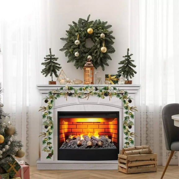 Extra-Long Christmas Berry Rattan Garland - Artificial Red Fruit Vine Wall Swag Fireplace Mantle Decor Reusable Holiday Accent(B)