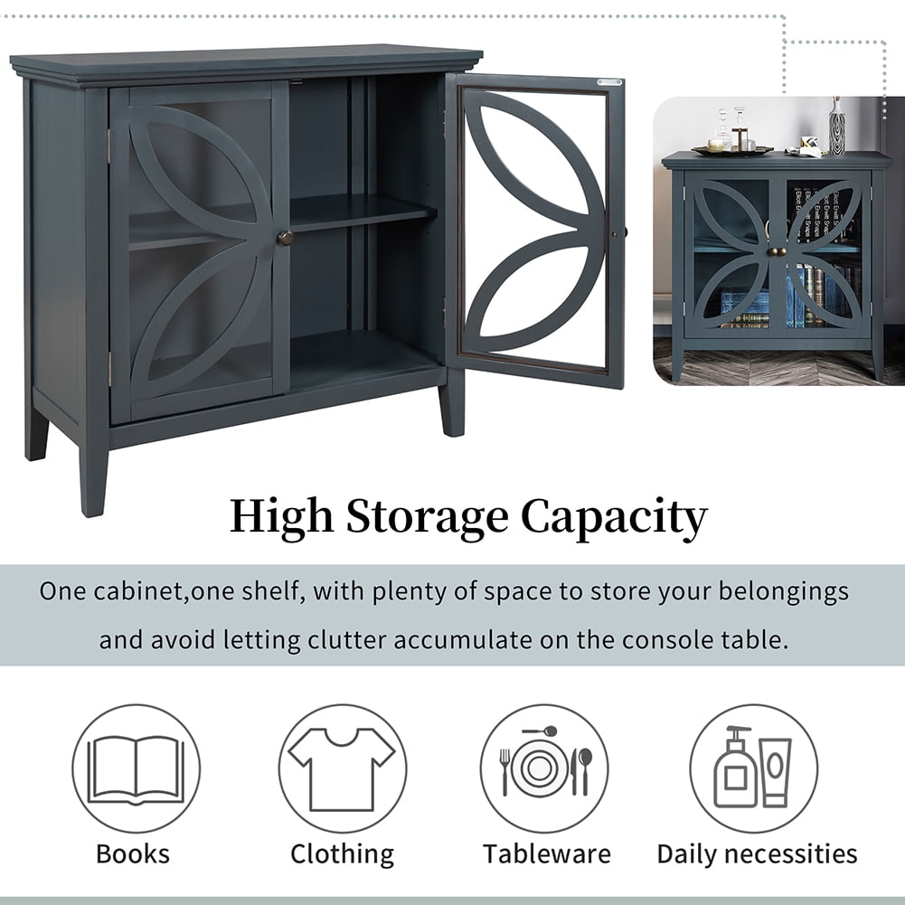 Private Jungle Accent Storage Cabinet Wooden Cabinet with Decorative transparent Door,Modern Sideboard for Entryway, Living Room,32 Inch,Navy Blue Private Jungle Accent Storage Cabinet Wooden Cabinet with Decorative transparent Door,Modern Sideboard for Entryway, Living Room,32 Inch,Navy Blue