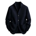 thumbnail image 3 of Mens Shawl Collar Cardigan Sweater Button Down Ribbed Knitted Sweaters (Navy XL), 3 of 3