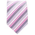 thumbnail image 7 of Scott Allan Pink and Gray Mens Tie | Classic Stripe Microfiber Necktie Regular Size 3.3" at Tip, 7 of 7