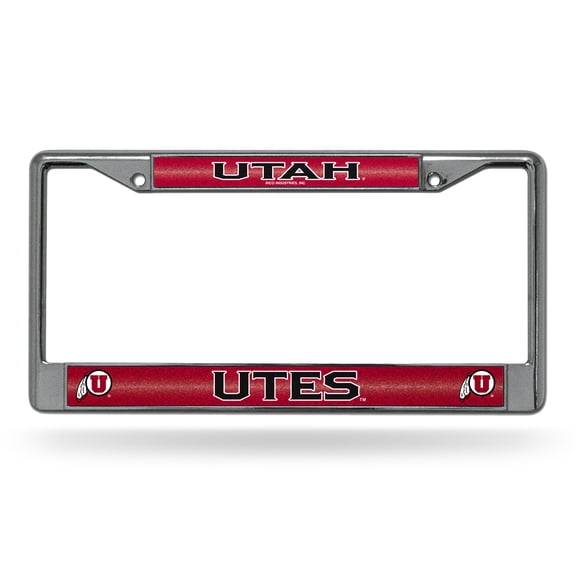 Utah Laser Etched Chrome License Plate Frame (Glitter)