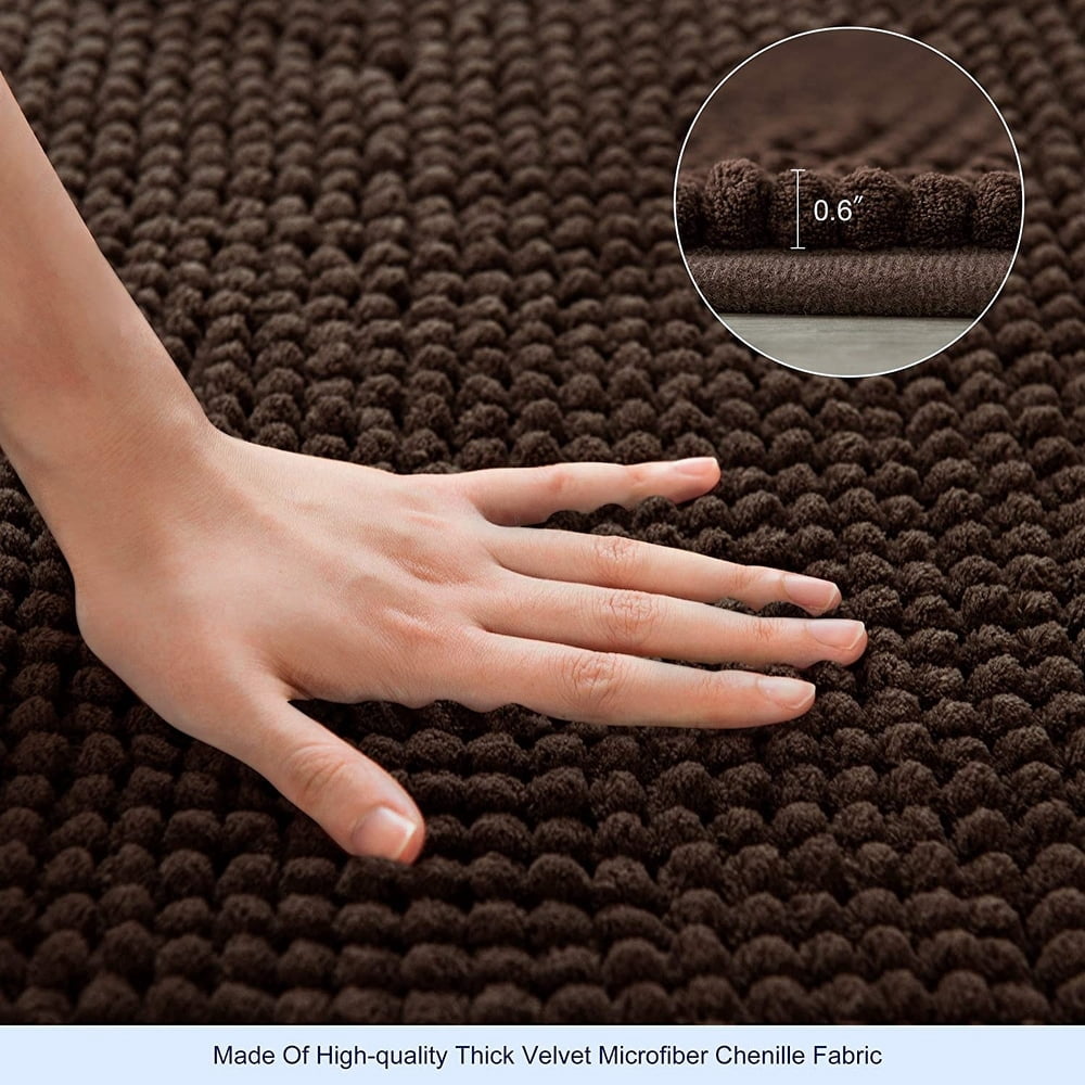 Chun Yi Non-slip Bathroom Rugs Chenille Soft Absorbent Plush Bath Mat (Chocolate,20"*32")