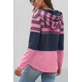 thumbnail image 3 of Women Striped Sweatshirts Hoodies Block Long Sleeve Pullover Sweatshirts Drawstring Loose Tops Fall Winter, 3 of 5