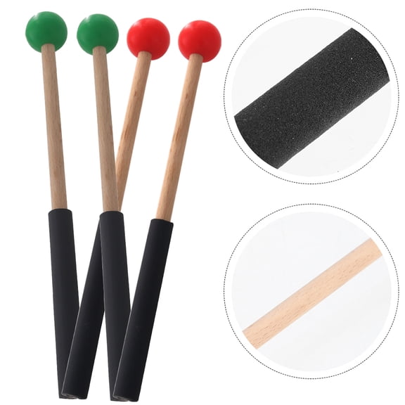 ETHZZLE 2 Pairs of Percussion Drum Mallets Drumstick Rubber Red for Beginners Sessions