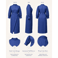 thumbnail image 4 of Plus Size Faux Denim Wrap Waist Maxi Dress, Puff Sleeve Mandarin Collar Front Slit Casual Semi-Formal Dress, 4 of 6