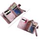 thumbnail image 5 of Womens Small Bifold Leather Wallets Rfid Ladies Wristlet with Card slots id window Zipper Coin Purse---Pink, 5 of 5