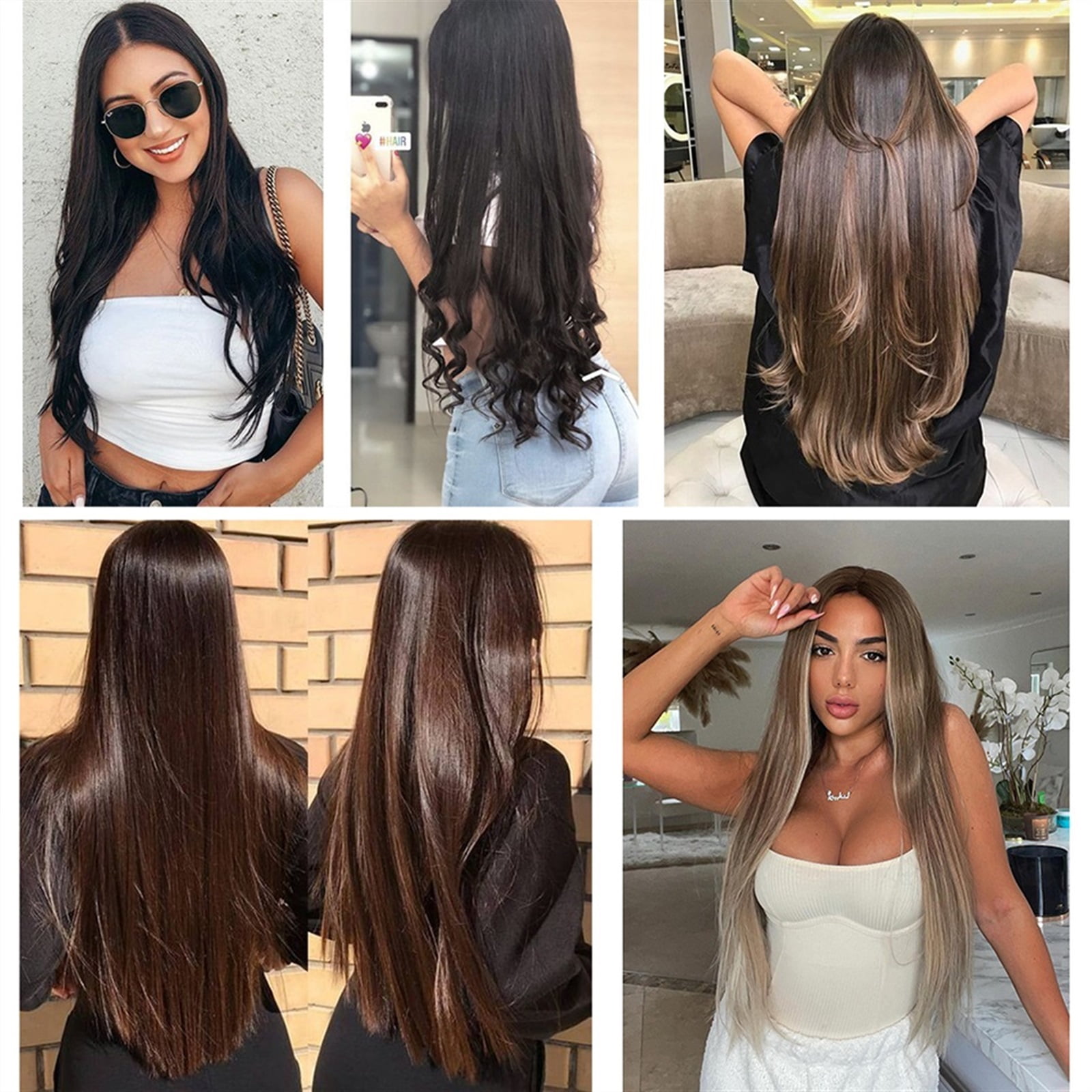 Clip in Hair Extensions Real Human Hair Natural Black Hair Extensions Clip in Human Hair Double Weft, Soft Straight Hair Extensions with 5 Clips Clip In One Piece