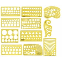 Traceease Pack of 11 Pieces Geometric Drafting Multi-Shapes Template Geometry Drawing Stencil- Designing Template Measuring Ruler