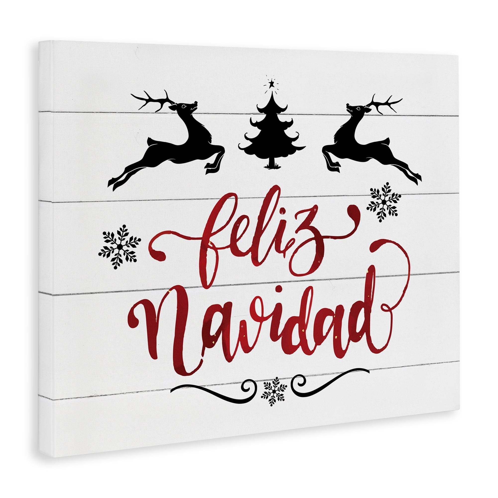 Stupell Industries Feliz Navidad con Renos Holiday Painting Wrapped Canvas Art Print Wall Art, 20 x 16