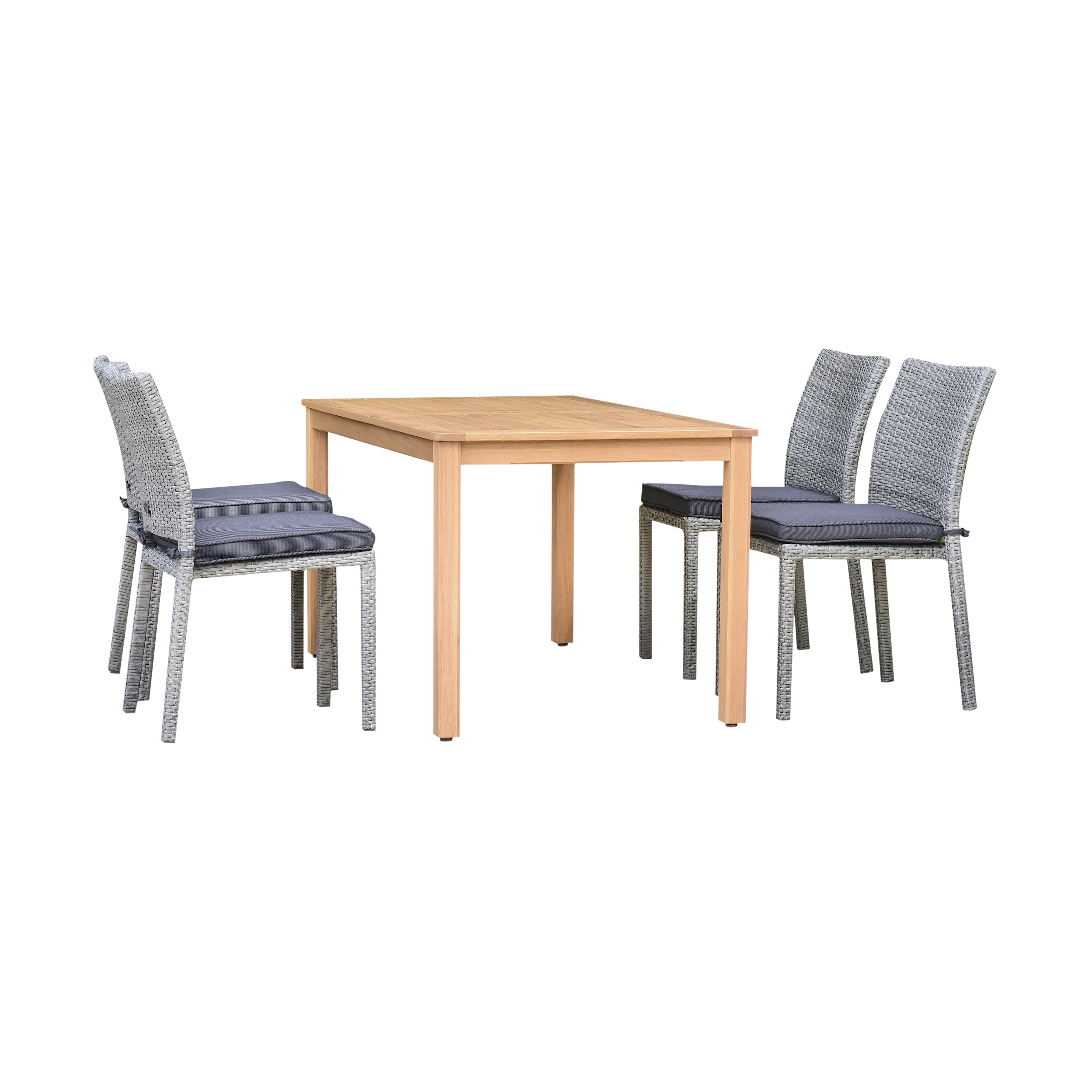 Amazonia Arlon Teak Finish 5 Pieces Rectangular Patio Dining Set