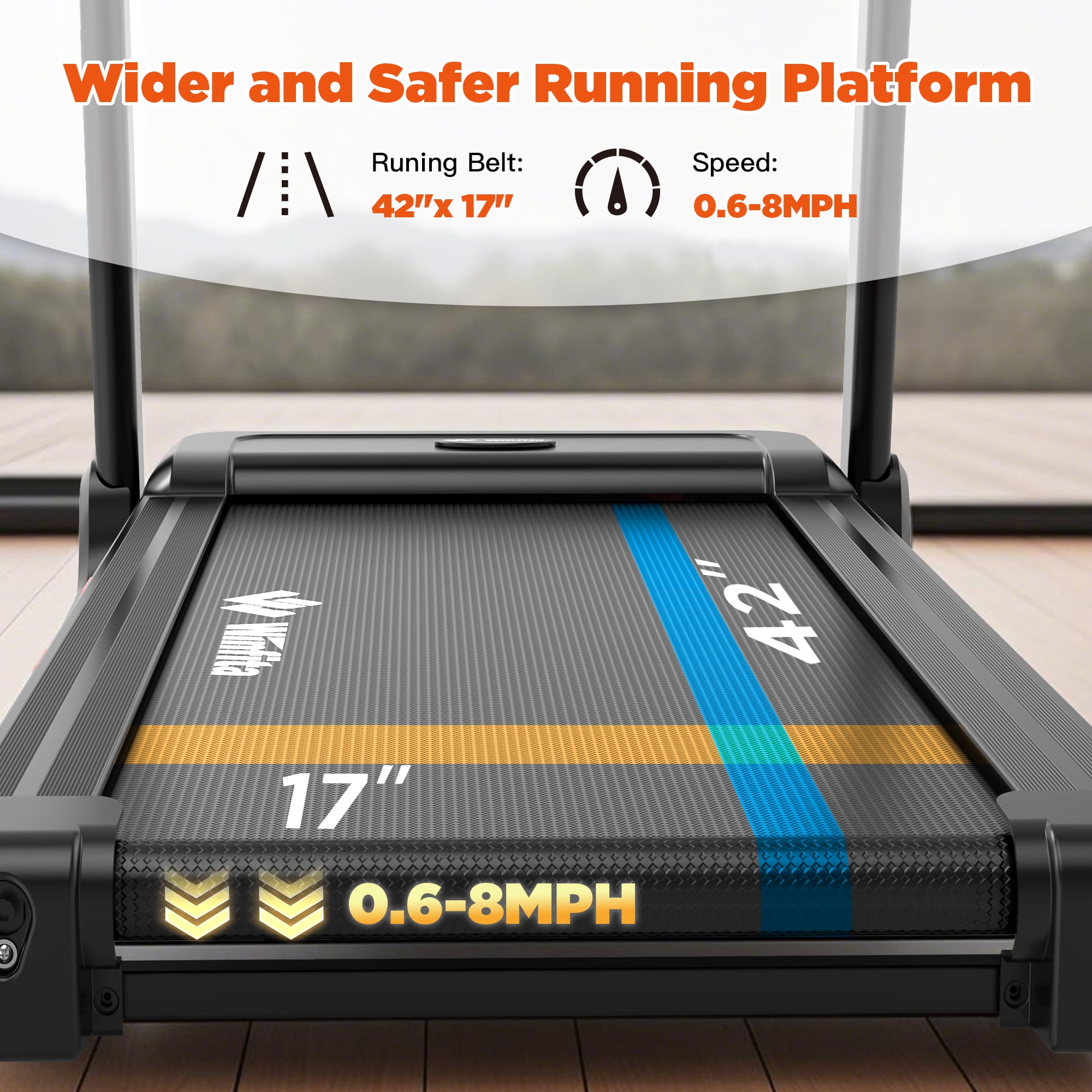 Winfita Folding Treadmill with Incline, 3.5 HP Manual Incline Treadmill, 300 lb Capacity, 0.6-8MPH, APP, LED Display, Exercise Equipment for Walking, Jogging, Running