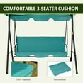 thumbnail image 5 of Outsunny 3-Seat Outdoor Patio Swing Chair with Removable Cushion, Steel Frame Stand and Adjustable Tilt Canopy for Patio, Garden, Poolside, Balcony, Backyard, Green, 5 of 9