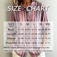 thumbnail image 6 of Morttic Women's Striped Lapel Collar Button Down Shirt – Collared Puff 3/4 Sleeve Blouse, Casual Loose Summer Top Pink，L, 6 of 6