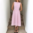thumbnail image 3 of CIENVNSTG Maxi Dress for Women Solided Color Spring Breathable Holiday Dress Elegant Versatile Beach Dress, 3 of 5