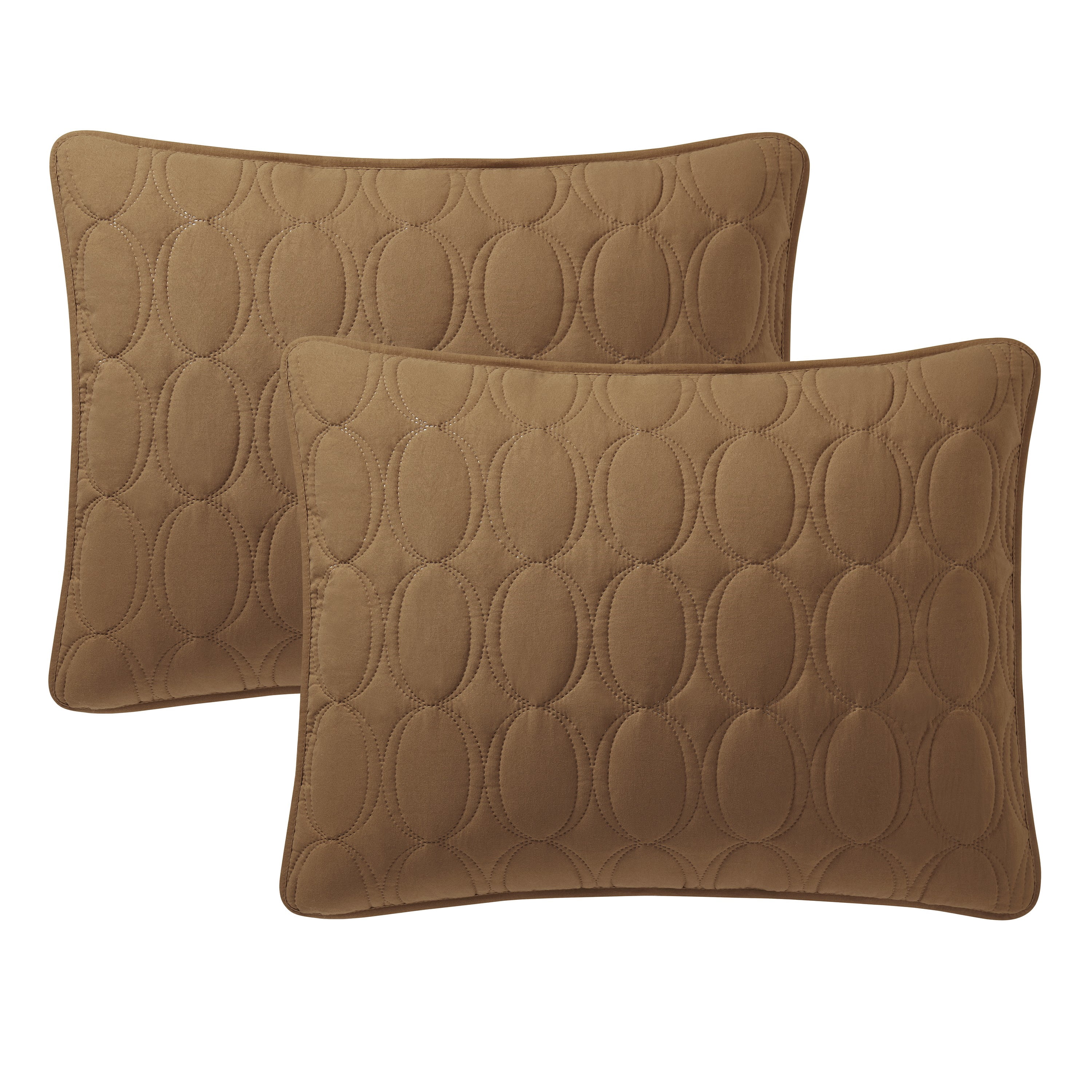VCNY Home Circles 3-Piece Camel Geometric Pinsonic Quilt Set, King, Adult, Unisex