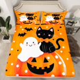 thumbnail image 2 of Manfei Cute Cat Ghost Twin Sheet Sets,Halloween Pumpkin Lantern Twin Fitted Sheet,White Black Dots Flat Sheet For Girls,Ultra Soft Home Decor,3 Pieces, 2 of 7