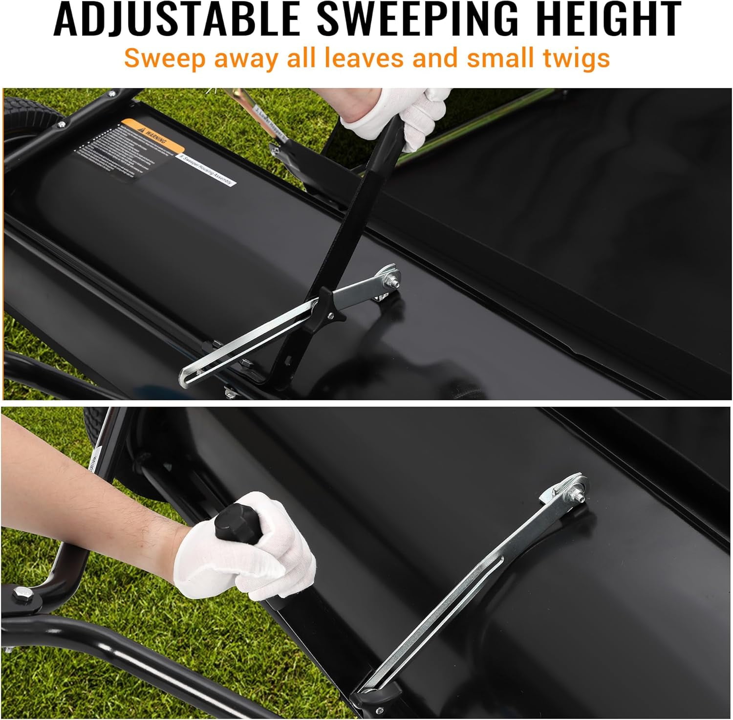 M optimized 44" Tow Behind Lawn Sweeper, Pull Behind Grass Sweeper Leaf Collector with Adjustable Height and Easy Dumping