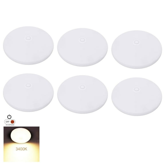Facon 3-1/2'' LED RV Puck Light Super Slim Under Cabinet Light, 6-Packs Surface Mount Ceiling Dome Light with Push Switch, 12V DC Interior Light for RV Camper Trailer Motorhome, 3400K Warm White Light