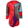 thumbnail image 5 of Pompotops Ladies Colorblock Printed V-neck Zipper Casual Loose Long Sleeve Top, 5 of 5
