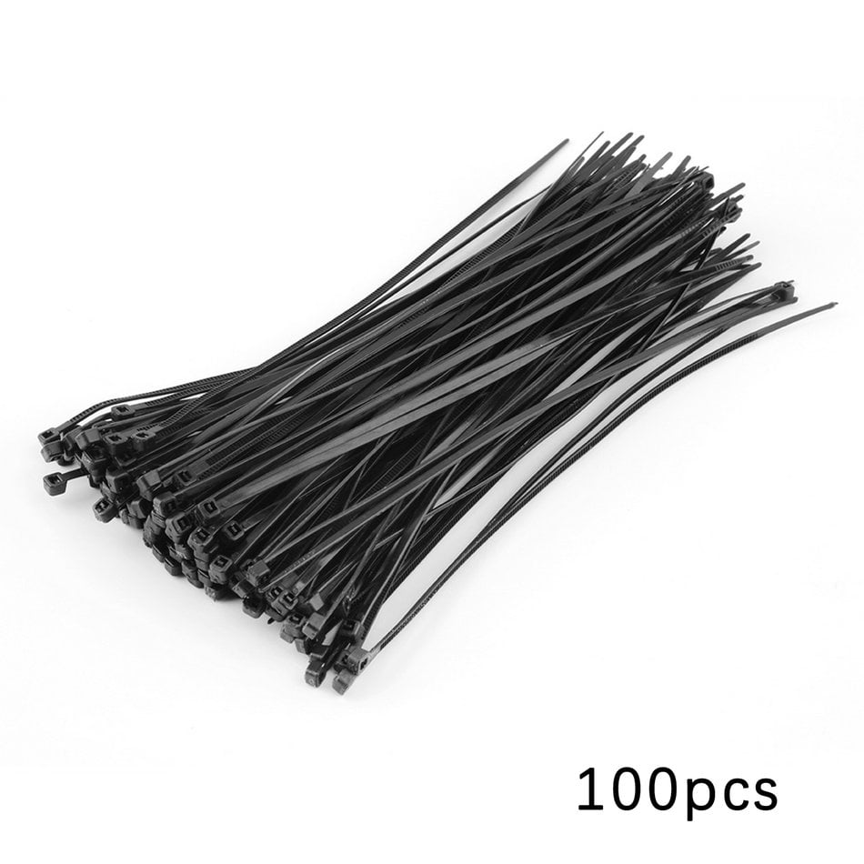 10 inch 100PCS Nylon Wire Zip Ties Cable Ties UV Black Self-locking Wraps 