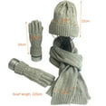 thumbnail image 5 of UDIYO 3Pcs/Set Winter Warm Knitted Scarf Beanie Hat and Gloves Set Men & Women's Soft Stretch Hat Scarf and Mitten Set, 5 of 8