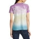 thumbnail image 5 of Camiseta de mujer, cuello redondo, manga corta, blusa con estampado tie-dye, rosa, 4XL Advancent AP002435-16, 5 of 7