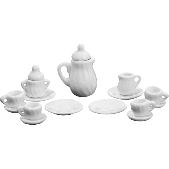 Kids Pretend Play Toy Tiny House Tableware Ceramics Playsets Mini Houses Suit for Child