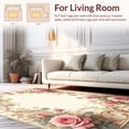 thumbnail image 2 of ODIKA 5'x7' Machine Washable Non-Slip Area Rug, Heirloom Cottage Rose with Baroque Scroll Embellishments High Traffic Rug, Pink, 231582, 2 of 7