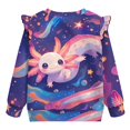thumbnail image 6 of Yuyamidu Starry Sky Axolotl Sweatshirt for Girls Size 5-6 Pink Long Sleeve Ruffle Shoulder Crewneck Sweatshirts Pullover Tops Soft Comfy Everyday Clothes Playwear School Outdoor Play, 6 of 8