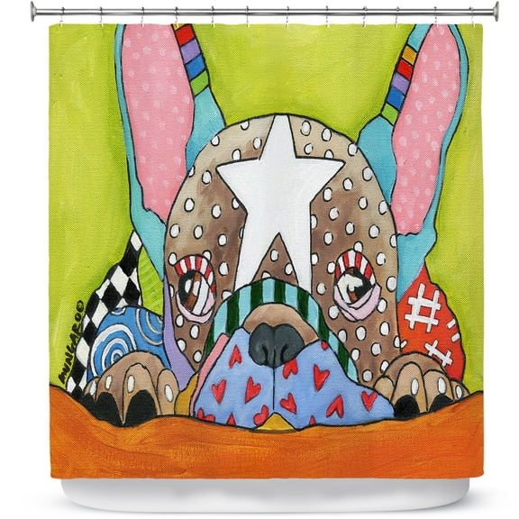Shower Curtains 70" x 84" from DiaNoche Designs by Marley Ungaro - Sad French Bulldog
