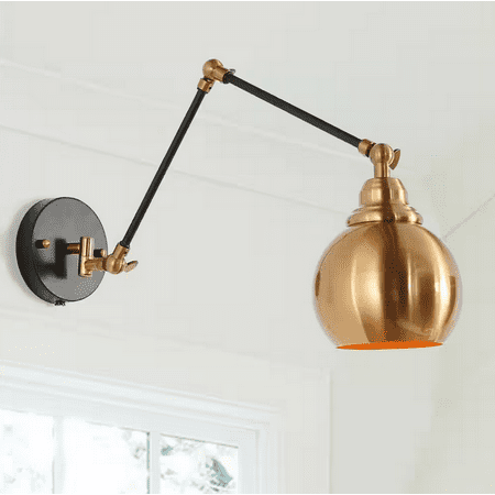

Plug-In/Hardwire Swing Arm Wall Light 1-Light Modern Polished Brass Wall Sconce Industrial Black Wall Sconce Lighting