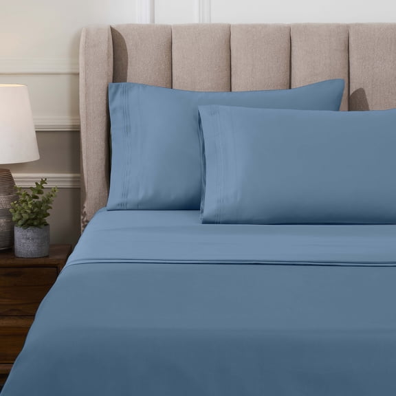Superior 1000 Thread Count Egyptian Cotton Sheet Set, Deep Pocket Bed Sheets, Queen, Medium Blue