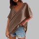 thumbnail image 2 of Camiseta para mujer,Blusa tipo túnica de manga corta con cuello en V para mujer, de poliéster, holgada, de color liso, informal, para uso diario, sopatenor, 2 of 9