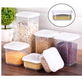 thumbnail image 4 of Household Food Storage Box Set with Lids Square Vacuum Lid Jars Noodle Cereals Flour Storage Jars Home Kitchen Sealable Organiser -, 4 of 8