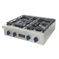 thumbnail image 4 of 30 in. Propane Gas Range Top in Stainless Steel with Royal Blue Knobs, 4 of 12
