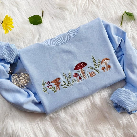 Mushroom Botanical Garden Embroidered Sweatshirt