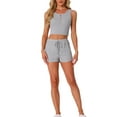 thumbnail image 2 of INSPIRE CHIC Conjunto de Pijamas de Dos Piezas para Mujeres, Top de Tirantes de Punto Acanalado con Pantalones Cortos, Color Gris, 2 of 5