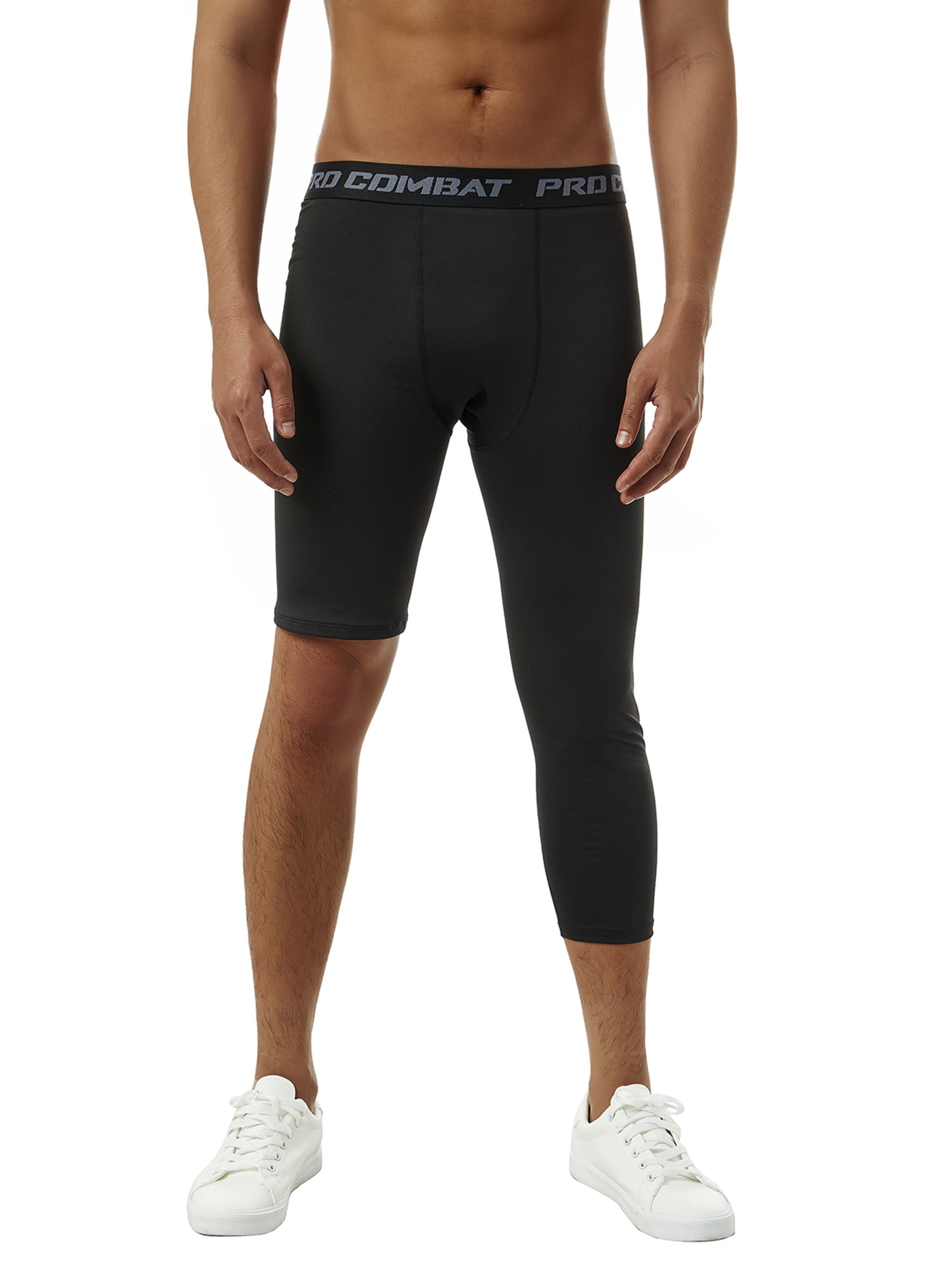 CenturyX Men One Leg Pants 3/4 Capri Tights Athletic Leggings Workout Base Layer Underwear Black 2 XXXL - Walmart.com