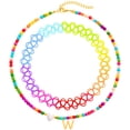 thumbnail image 1 of Collar BodyJ4You para niños, set de 2 piezas, gargantilla con inicial W en tono dorado, 1 of 9