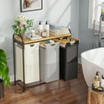 thumbnail image 5 of Bamboohomie 3 Compartment Laundry Hamper with Wheels, Rolling Laundry Basket 3 Section Sorter, Black Beige Gray, 5 of 7
