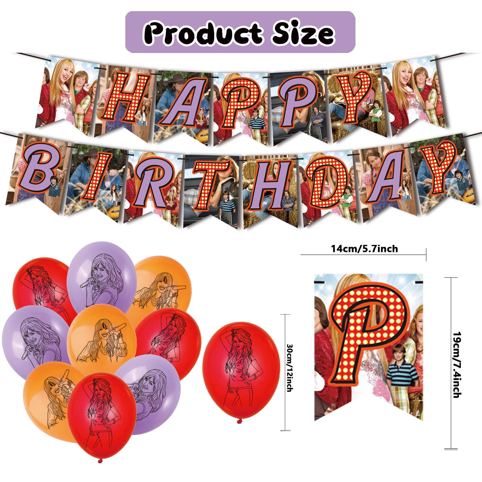 32 Pcs For Hannah Montana Theme Birthday Party Decorations Set 18 Balloons,13 Cupcake Toppers,With 1 Happy Birthday Banner,All-in-One Celebration Party Kit Supplies