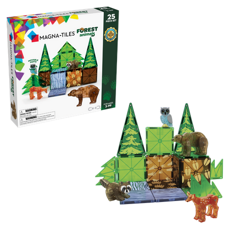 UPC: 0850025176101 | MAGNA-TILES Forest Animals 25-Piece Magnetic Construction Set The ORIGINAL Magnetic Building Brand
